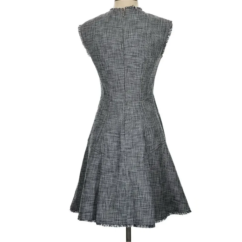 Rebecca Taylor Sleeveless Slub Suiting Black/Gray Lined Dress Size 4